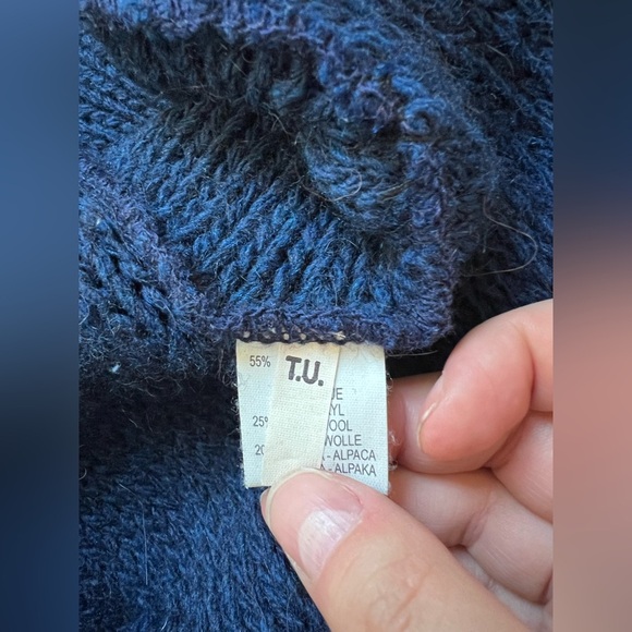 Antoine & Lili Women’s Alpaca Wool Cardigan Sweater Navy Blue Sz L Boho Coastal - Picture 8 of 9